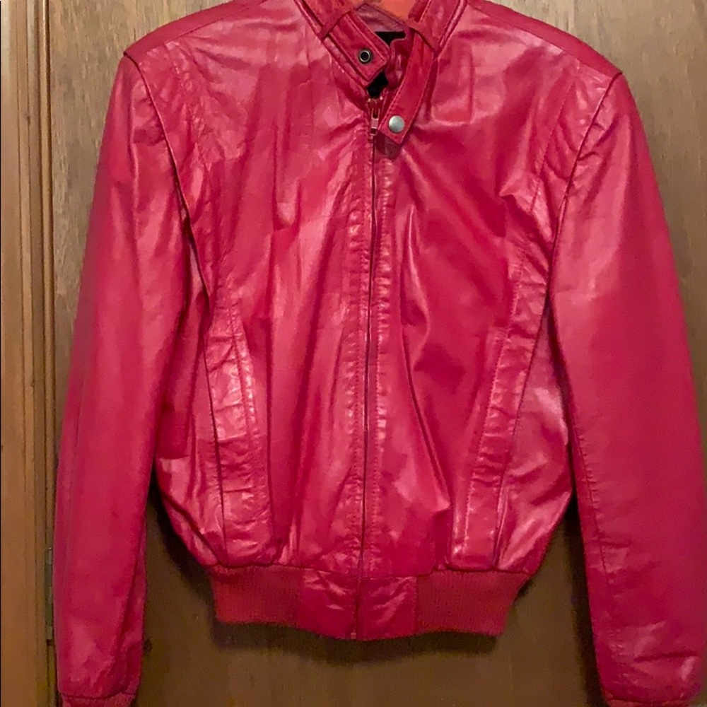 Authentic 1980’s Red Leather Jacket 38 Vintage